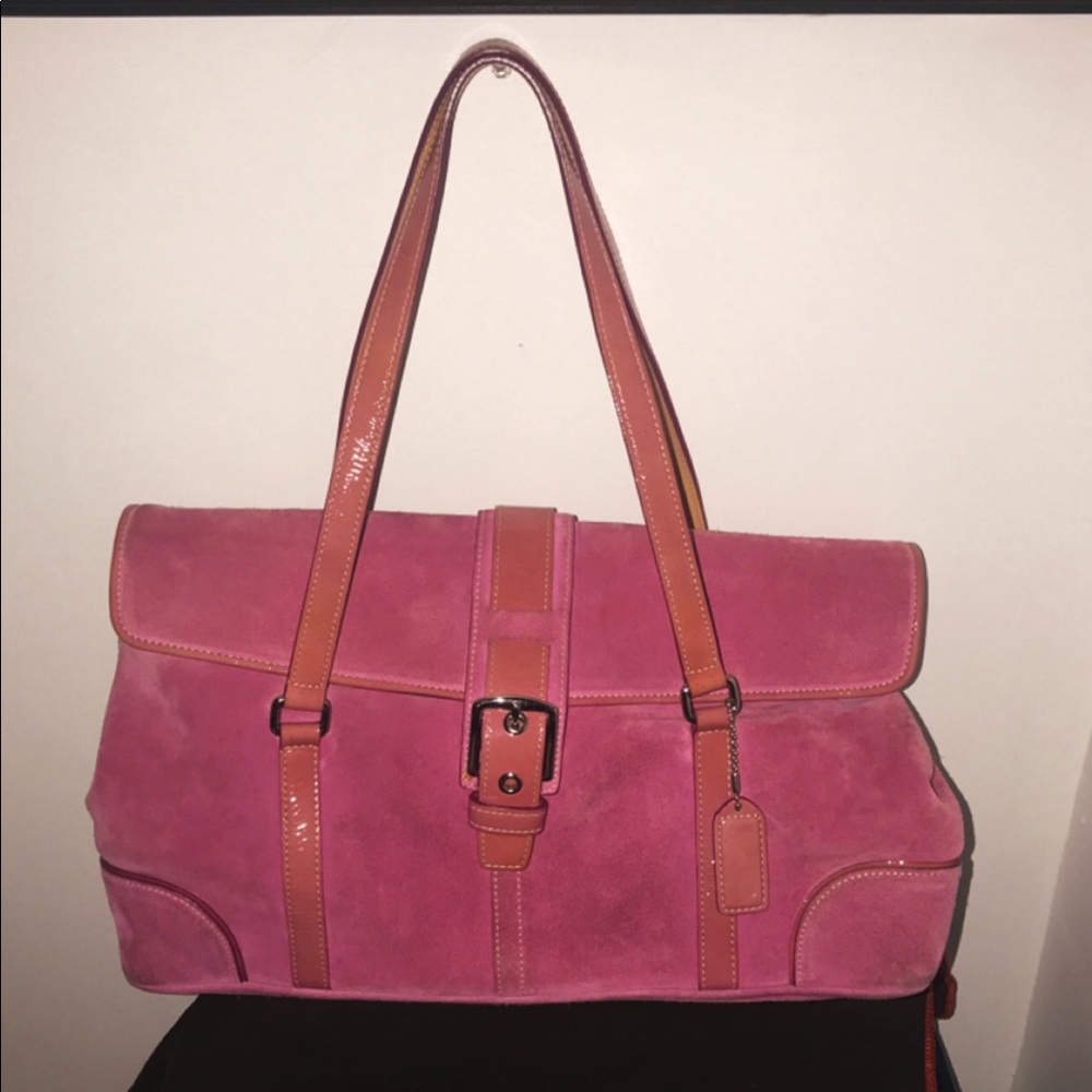 Pink Suede and Leather Bag